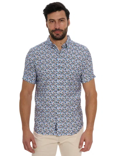 Shop Robert Graham Vance Short Sleeve Button Down Shirt In Blue