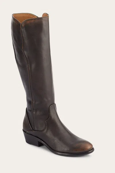 Shop The Frye Company Frye Carson Piping Tall Boots In Black Brush Off