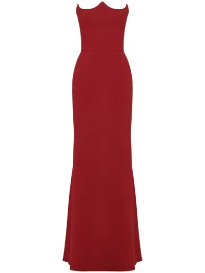 Shop Alexander Mcqueen Strapless Maxi Dress In Red