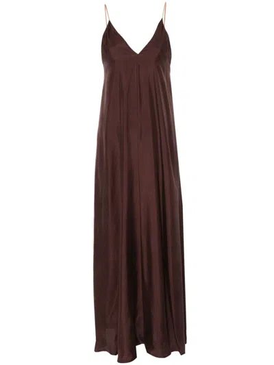 Shop Alysi Silk Midi Dress In Brown