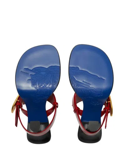 Shop Burberry Leather Thong Sandals In Red