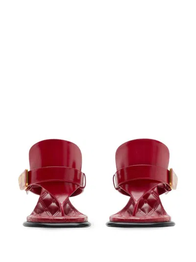Shop Burberry Leather Thong Sandals In Red