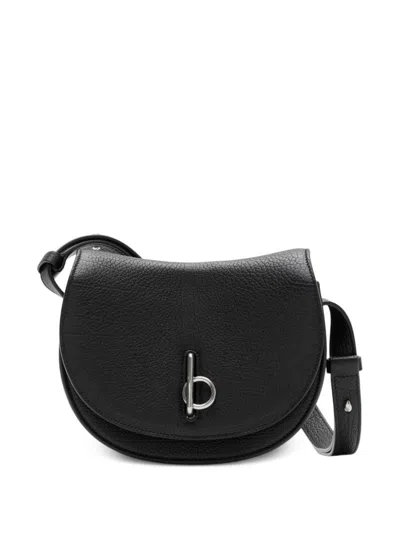 Shop Burberry Rocking Horse Leather Shoulder Bag In Black