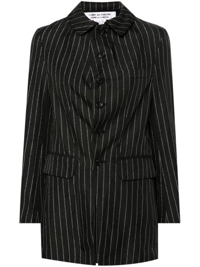 Shop Comme Des Garçons Striped Jacket In Black