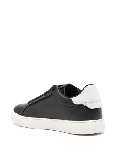 Shop Ea7 Emporio Armani Logo Leather Sneakers In Black