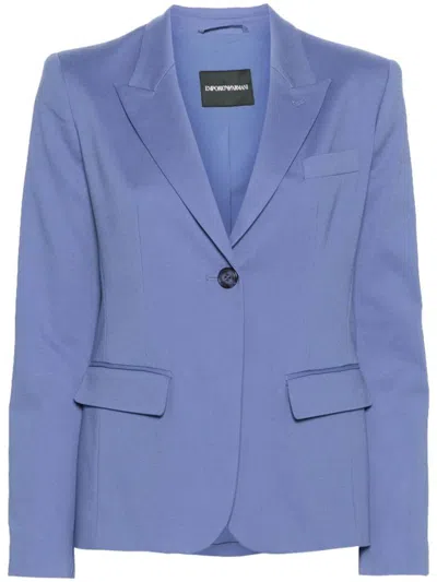 Shop Emporio Armani Cotton Blend Single-breasted Blazer In Purple