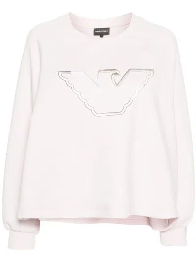 Shop Emporio Armani Logo Cotton Sweatshirt In Lilac