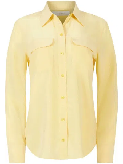 Shop Equipment Slim Fit Silk Shirt In Yellow