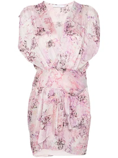 Shop Iro Floral Print Silk Short Dress In Pink