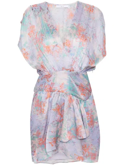 Shop Iro Floral Print Silk Short Dress In Lilac