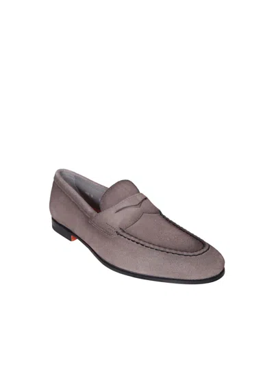 Shop Santoni Loafers In Grey