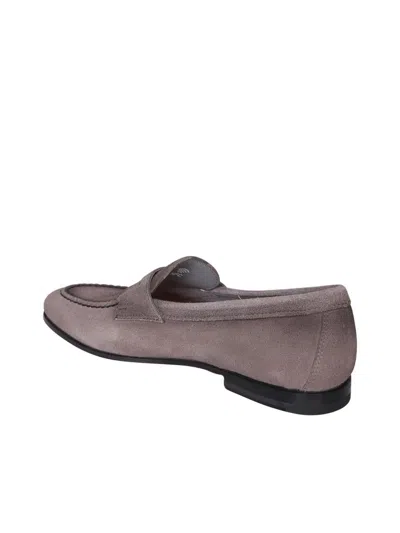Shop Santoni Loafers In Grey