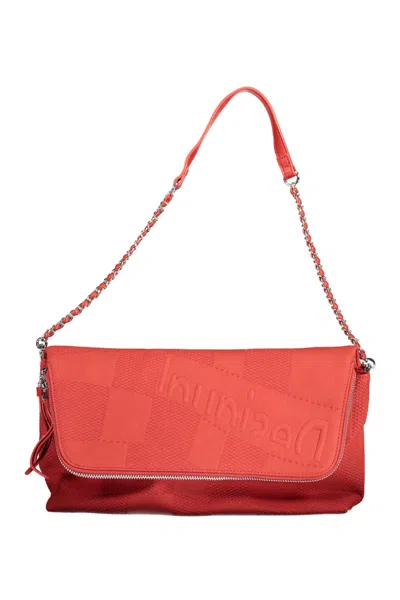Shop Desigual Chic Red Polyurethane Handbag With Multiple Compartments