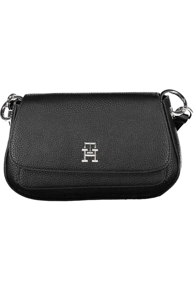 Shop Tommy Hilfiger Elegant Black Shoulder Bag With Logo Clasp