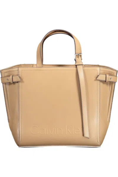 Shop Calvin Klein Elegant Brown Shoulder Bag With Adjustable Strap