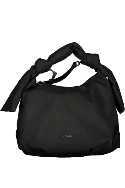 Shop Calvin Klein Sleek Black Polyester Handbag With Contrast Details