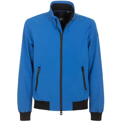 Shop Fred Mello Sleek Blue Technical Fabric Jacket