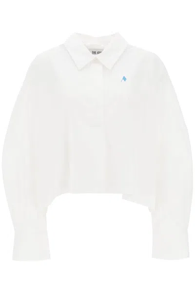 Shop Attico 'jill' Cropped Boxy Shirt In Bianco