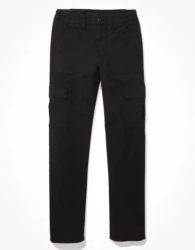 Shop American Eagle Outfitters Ae Stretch Cargo Straight Pant In Black