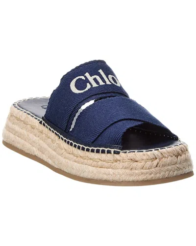 Shop Chloé Mila Canvas Platform Sandal In Blue