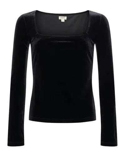 Shop L Agence Kinley Long Sleeve Squareneck Top In Black Velvet