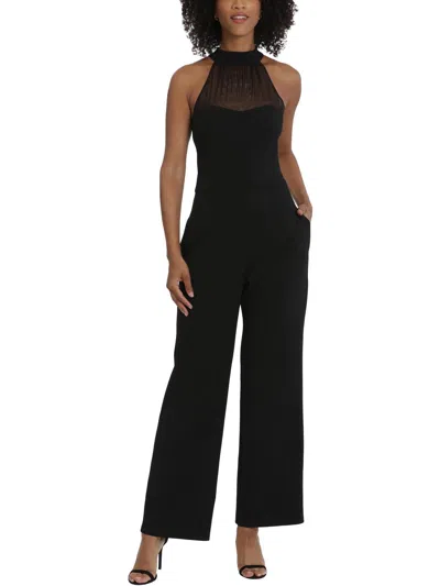 Shop Maggy London Womens Illusion Crepe Jumpsuit In Black