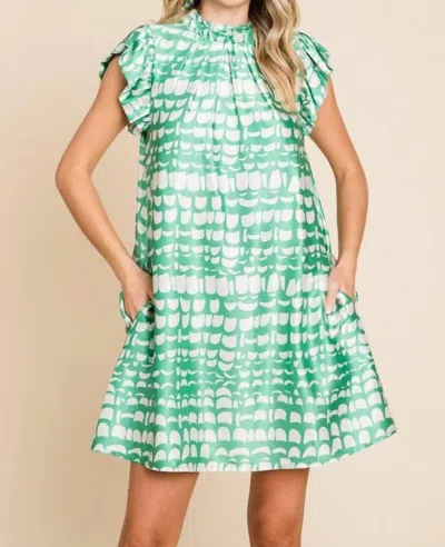 Shop Jodifl Mika Mini Dress In Green/white In Multi