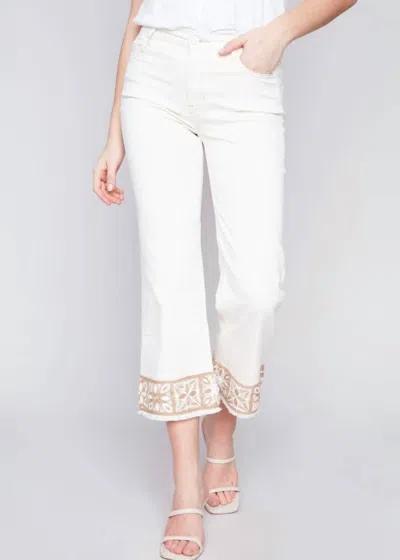 Shop Charlie B Ankle Stretch Twill Pants In White