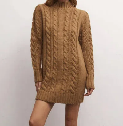 Shop Z Supply Sage Cable Sweater Dress In Camel In Brown