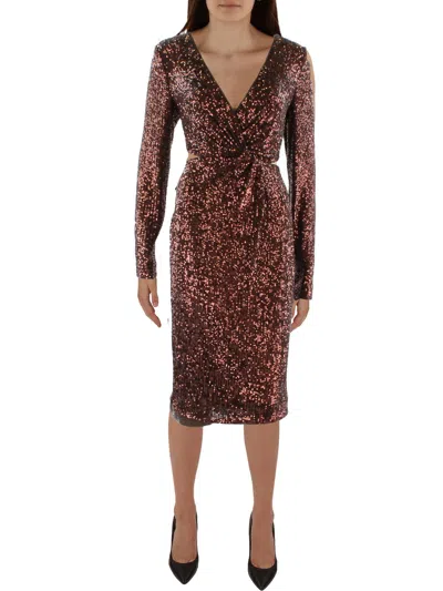 Shop Lauren Ralph Lauren Womens Twist Front Knee Length Cocktail And Party Dress In Gold