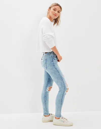 Shop American Eagle Outfitters Ae Luxe Ripped High-waisted Jegging In Blue