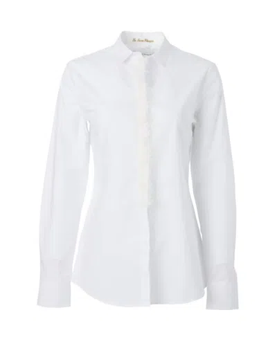 Shop Le Sarte Pettegole Women's Cotton Shirt With Tinsel Trim In White