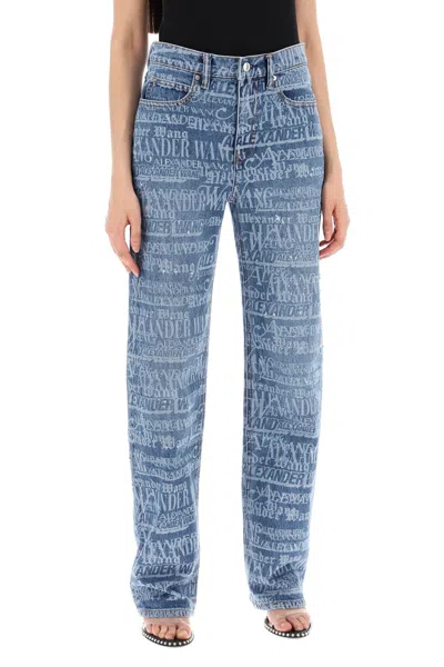 Shop Alexander Wang Ez Jeans With Logo Print In Multi