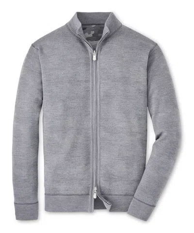 Shop Peter Millar Alpine Reversible Full Zip Cardigan In Gale Grey