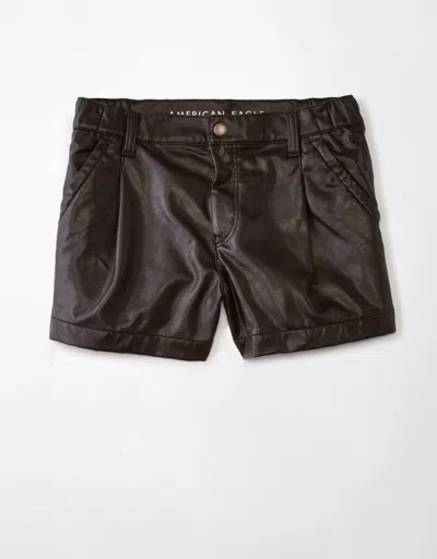 Shop American Eagle Outfitters Ae High-waisted Baggy Vegan Leather Short In Gold