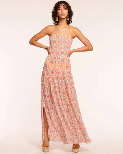 Shop Ramy Brook Leta Smocked Strapless Coverup Maxi Dress In Apricot Mirror