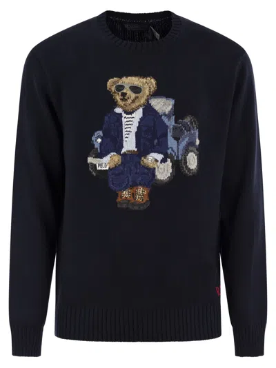 Shop Polo Ralph Lauren Polo Bear Sweater In Navy Blue