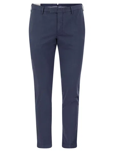 Shop Pt Pantaloni Torino Skinny Trousers In Cotton And Silk In Night Blue