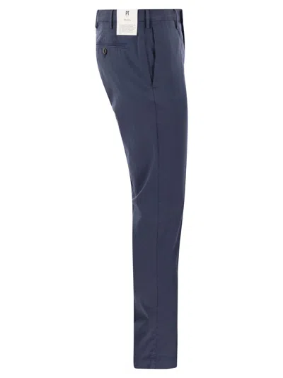Shop Pt Pantaloni Torino Skinny Trousers In Cotton And Silk In Night Blue
