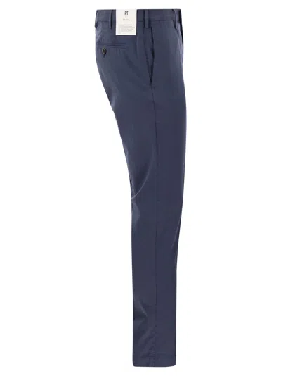 Pt Pantaloni Torino Skinny Trousers In Cotton And Silk In Night Blue