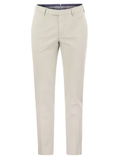 Shop Pt Pantaloni Torino Skinny Trousers In Cotton And Silk In Ice