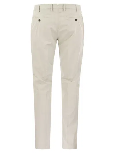 Shop Pt Pantaloni Torino Skinny Trousers In Cotton And Silk In Ice