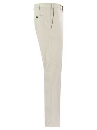 Shop Pt Pantaloni Torino Skinny Trousers In Cotton And Silk In Ice