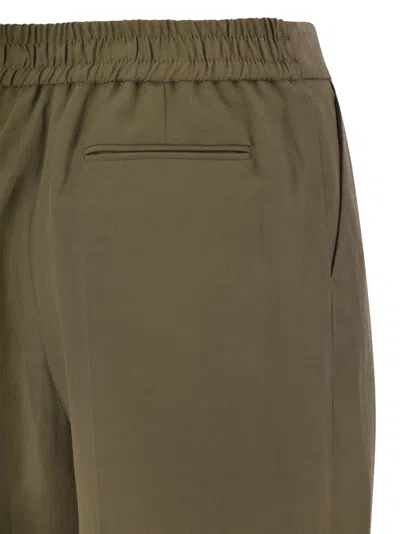Shop Pt Pantaloni Torino Daisy Viscose And Linen Trousers In Khaki
