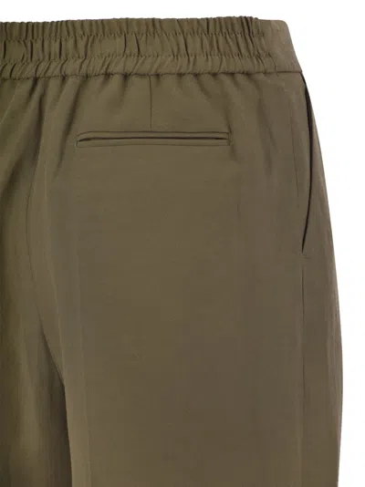 Pt Pantaloni Torino Daisy Viscose And Linen Trousers In Khaki
