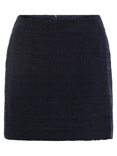 Tagliatore May Mini Skirt In Blue Tweed In Blue
