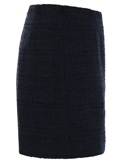 Tagliatore May Mini Skirt In Blue Tweed In Blue