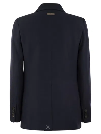 Peserico Viscose Blend Double-breasted Blazer In Blue