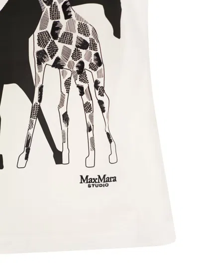 Shop Max Mara Studio Rita Cotton T Shirt With Print In White