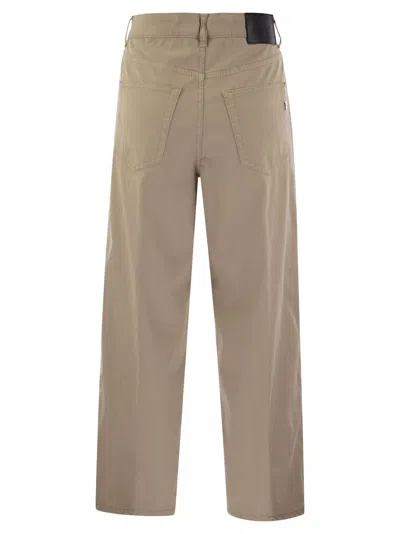 Shop Dondup Tami 5 Pocket Wide Leg Trousers In Beige